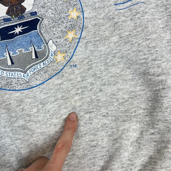 VTG US Air Force Academy Sweater Adult XL Grey USAF Military 90s Thrashed Grunge - Picture 4 of 11
